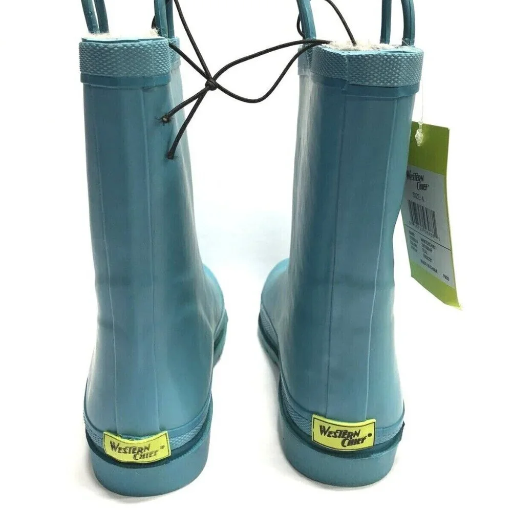 Western Chief Kids’ Waterproof Rain Boots-Blue, Boys’ Size 4M.
